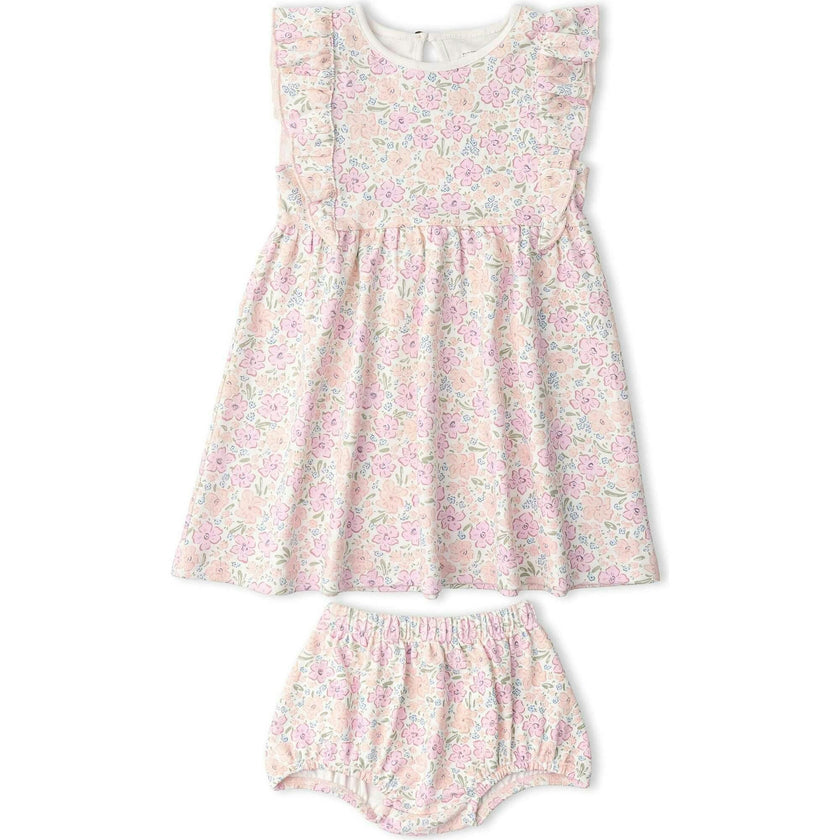 Organic Flutter Dress - Peony