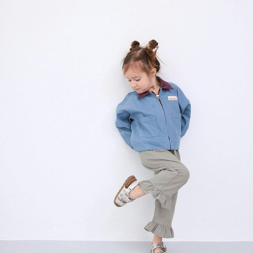 children's vichy frilled trousers - foggy brown