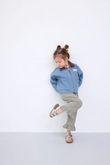 children's vichy frilled trousers - foggy brown