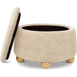 Tuffet Storage Ottoman in Chai Shearling with Honey Ball Feet
