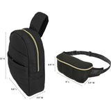 Style.Lab: Bekah Puffer Crossbody Backpack Belt Set - Black