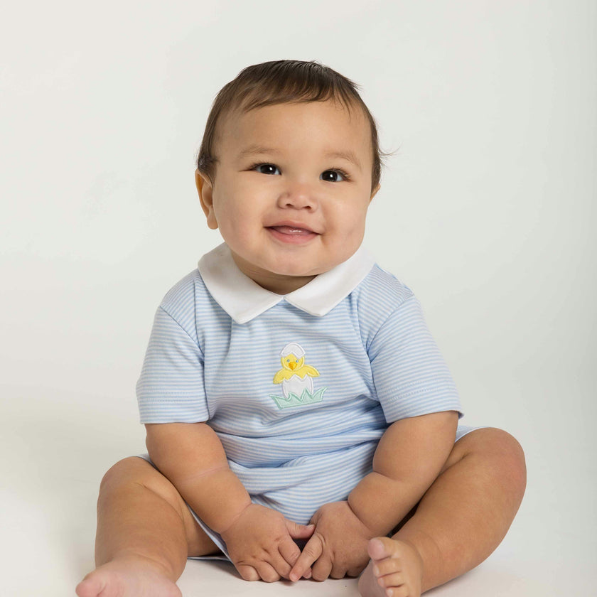 Stripe Knit Shortall With Chick