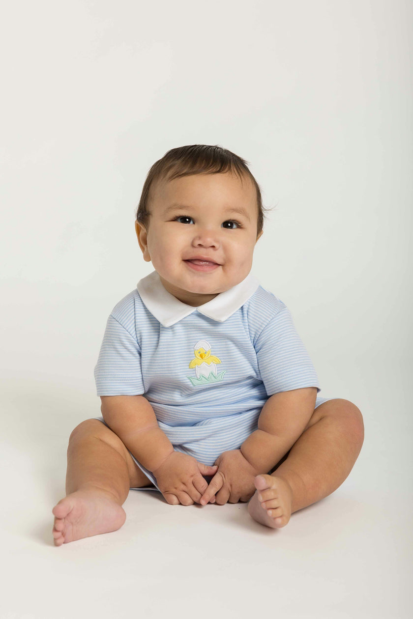 Stripe Knit Shortall With Chick