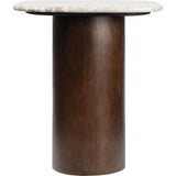 Milos 18" Rustic Minimalist Square Marble/Wood Accent Table