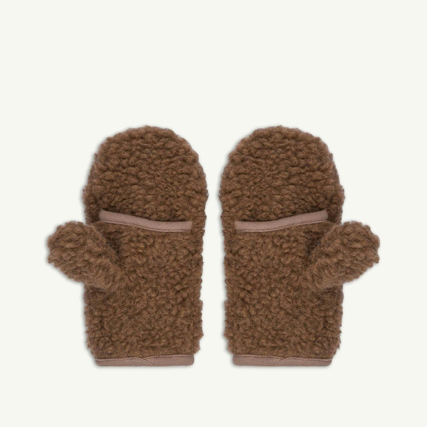 children's merino mittens - teddy brown 6y+