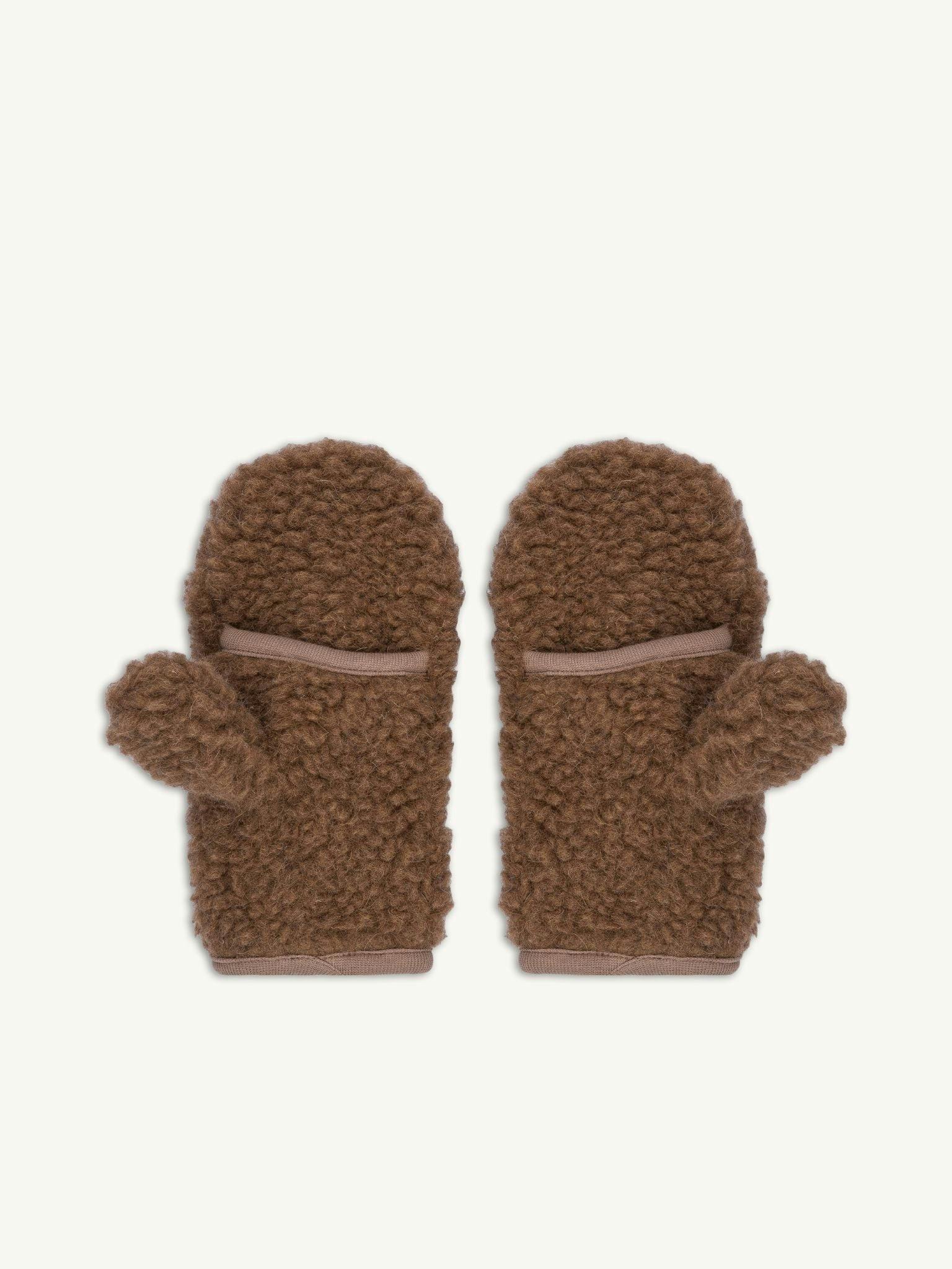 children's merino mittens - teddy brown 6y+