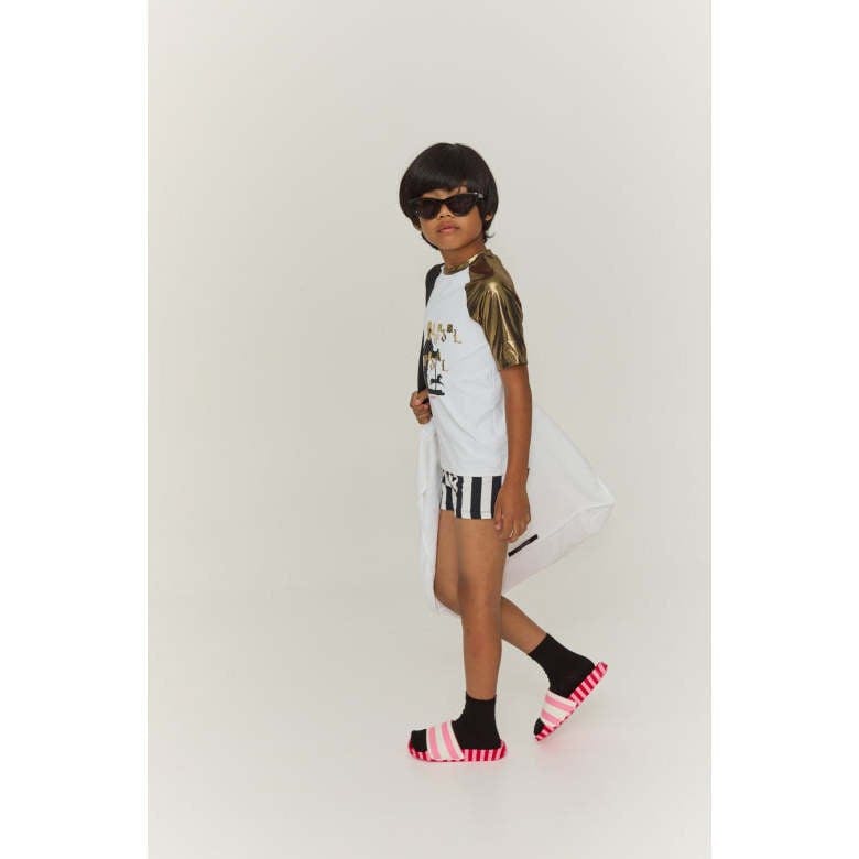 Black Striped Bathing Shorts
