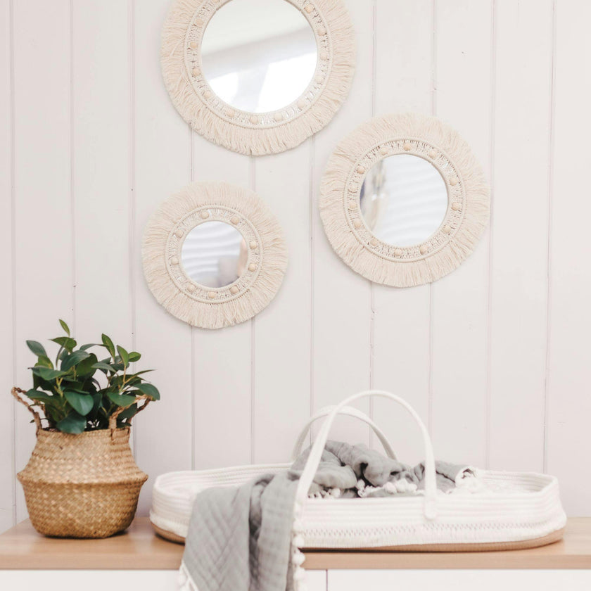Willow Mirror Macrame Wall Decor (Set of 3)
