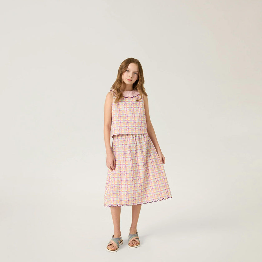Organic Picnic Skirt in Scallop Plaid