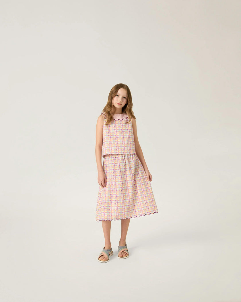 Organic Picnic Top in Scallop Plaid