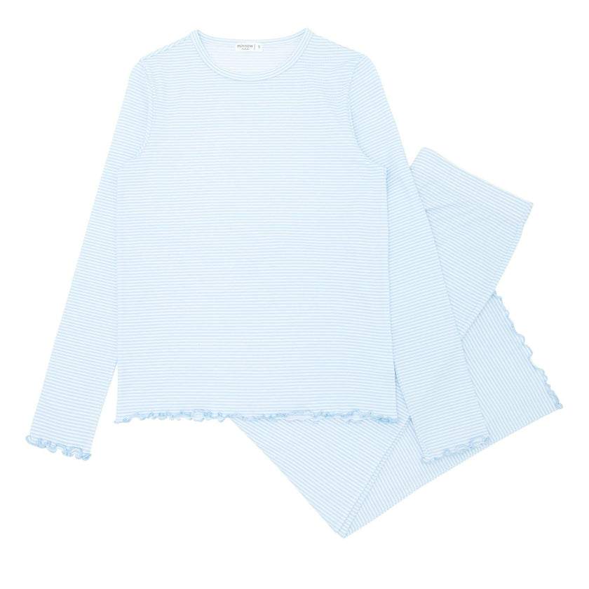 Women's Powder Blue Stripe Pima Pajamas Set