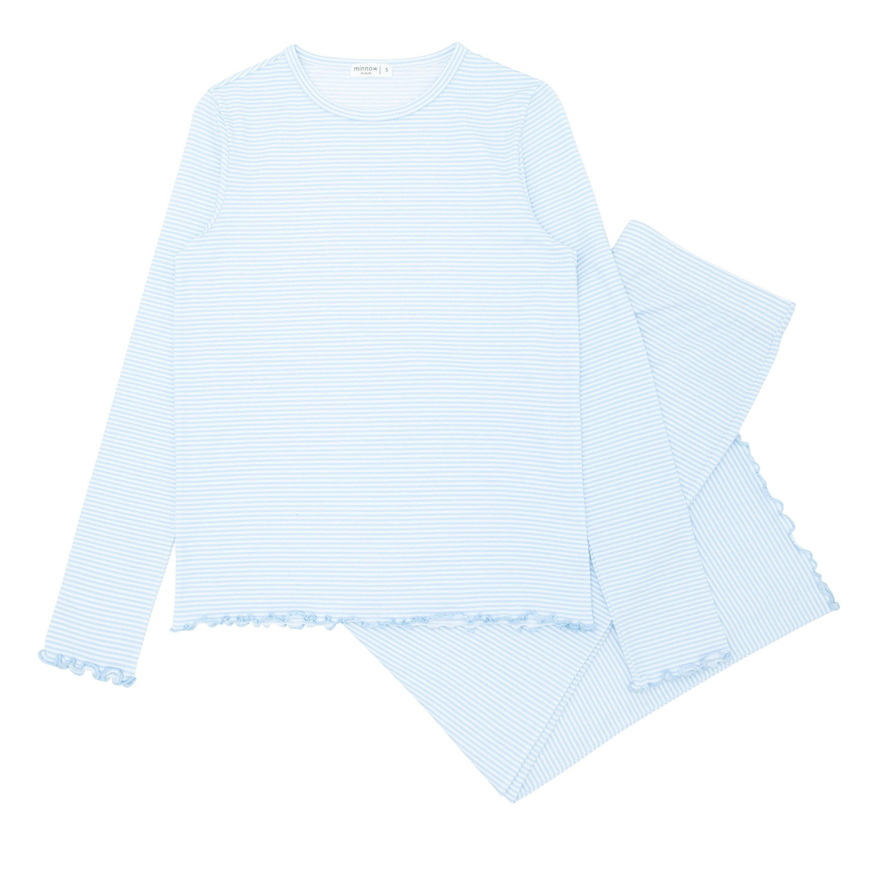 Women's Powder Blue Stripe Pima Pajamas Set