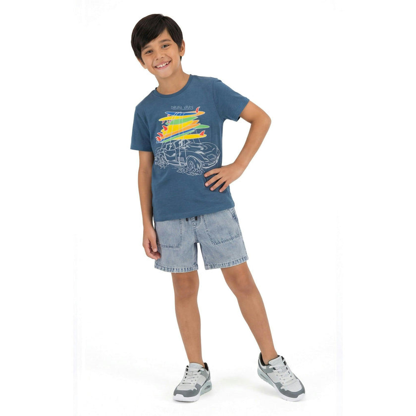 Big Kid Boys Graphic Tee | Navy Surfing