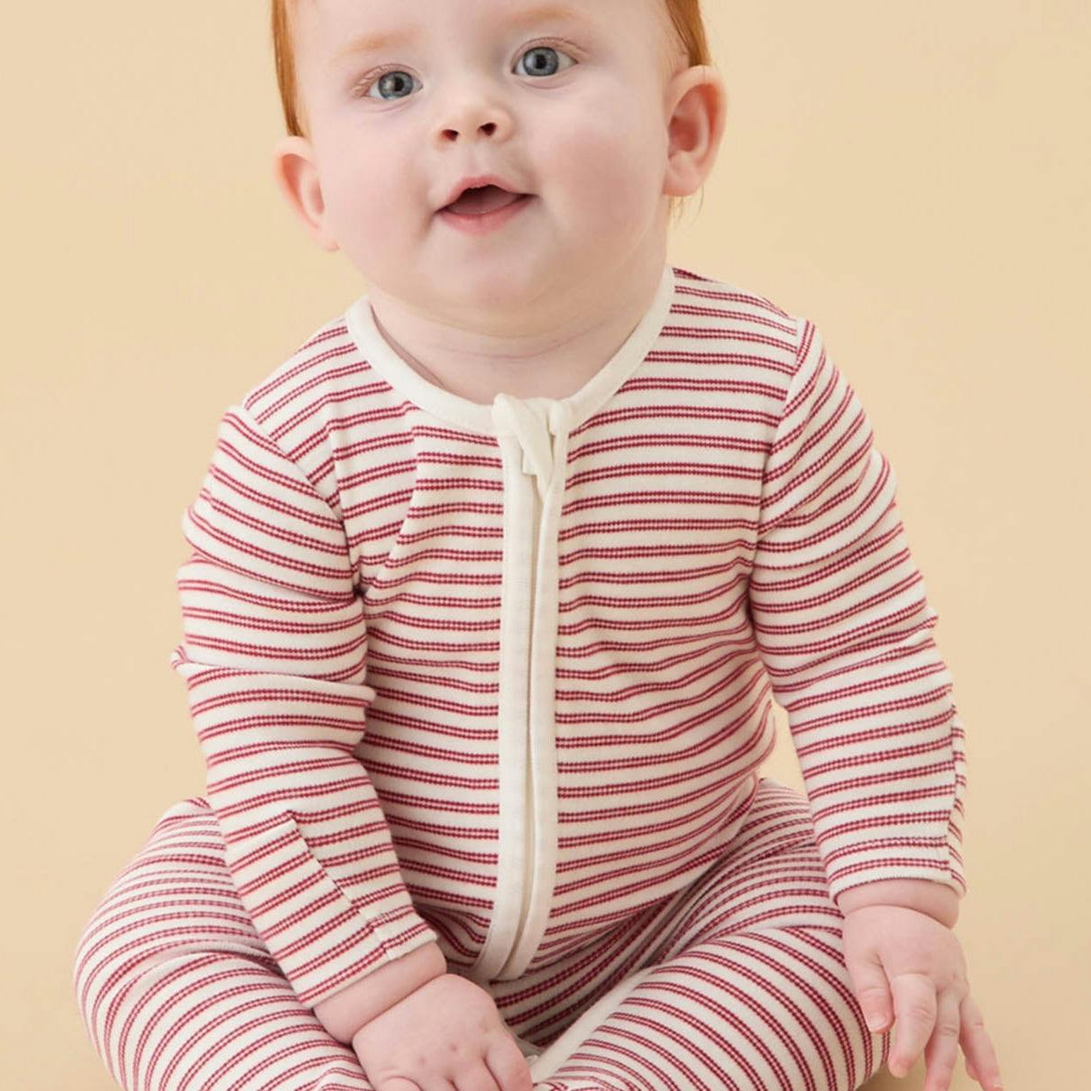 Red Stripe Clever Zip Romper