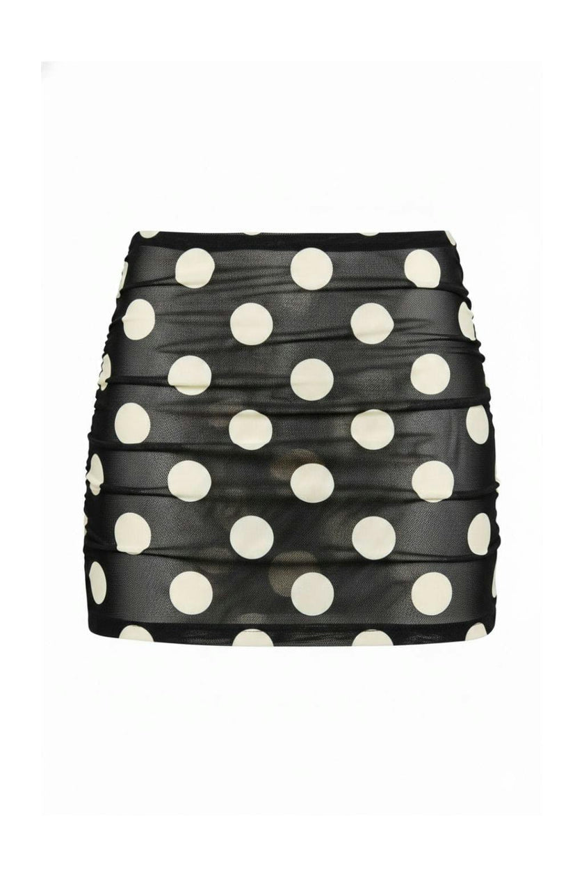 Polka Dot Ruched Micro Skirt