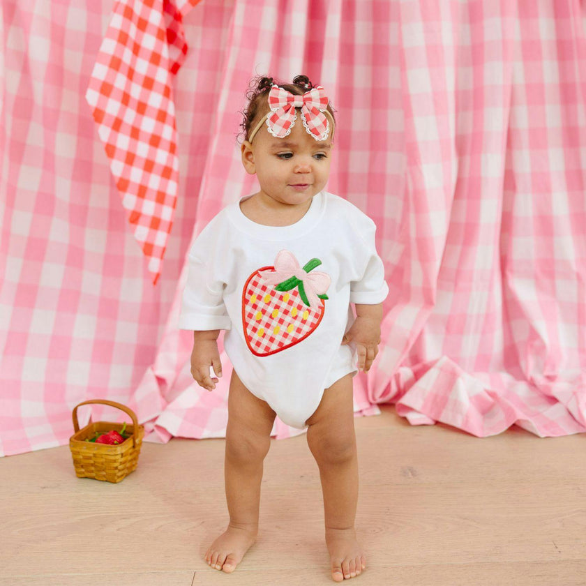 Red Gingham Bow Baby Headband