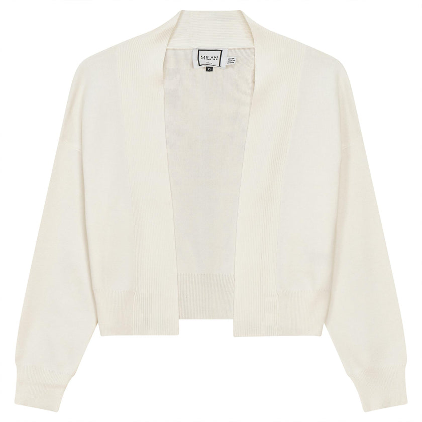 Cropped Knit Open Cardigan