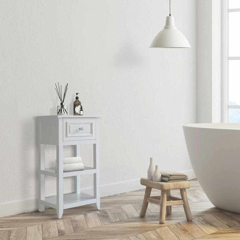 Dawson Wooden Floor Cabinet with Cross Molding and Drawer