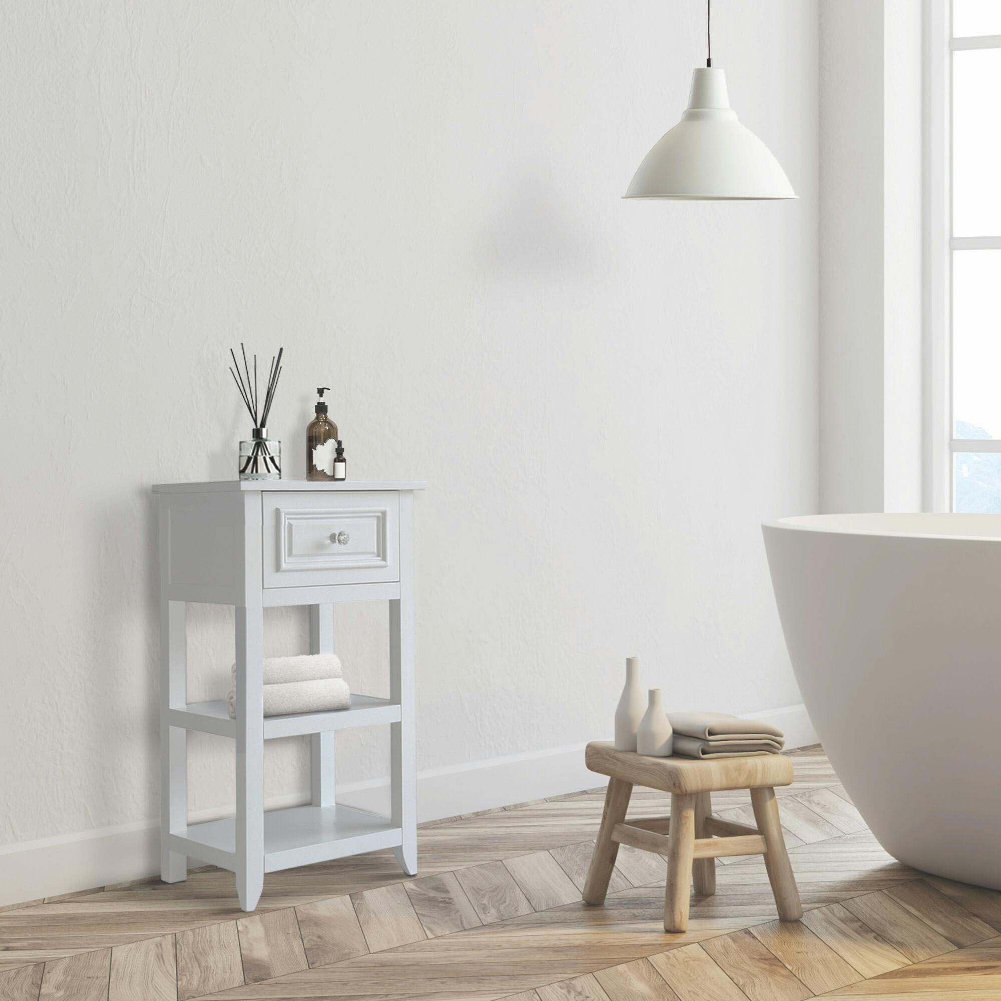 Dawson Wooden Floor Cabinet with Cross Molding and Drawer