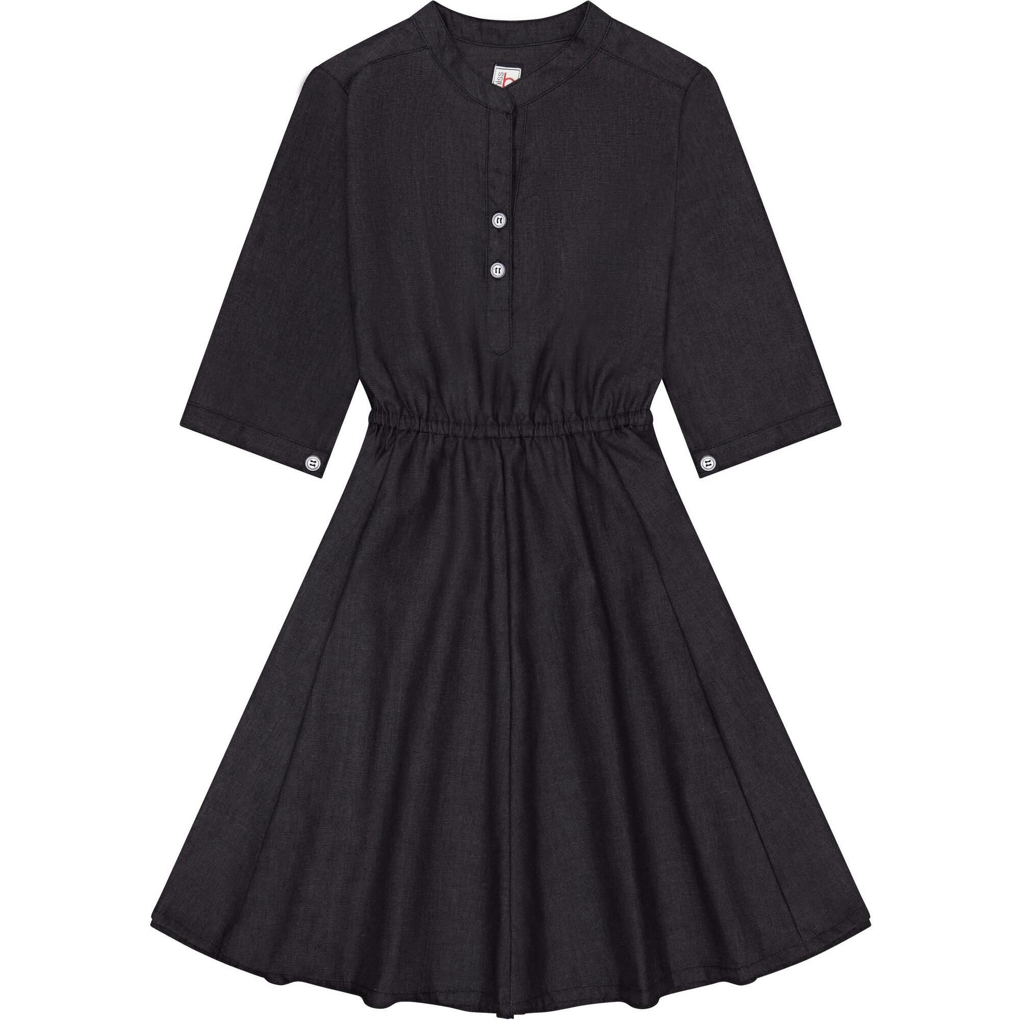 Gabriela Tween Chambray Circle Skirt Dress, Black