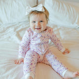 Parker Girls' Zipper Pajama Penguin Party Pink