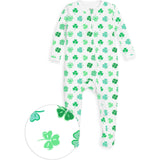 The Organic Zipper Footie [Shamrocks]
