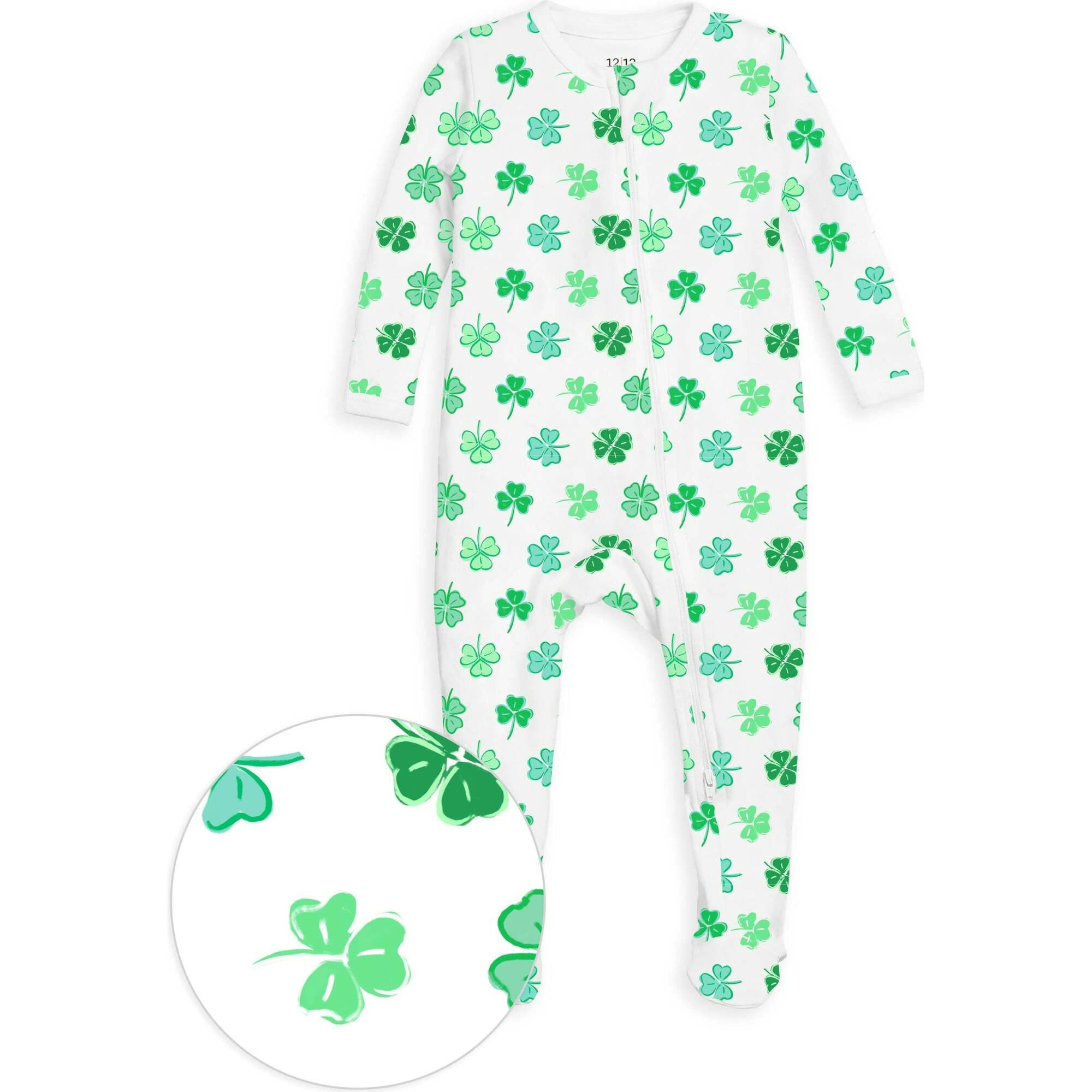 The Organic Zipper Footie [Shamrocks]