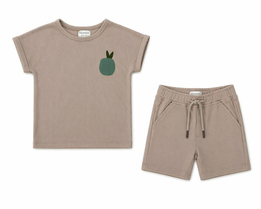 Boys Ribbed Berry Applique Tee & Short Set