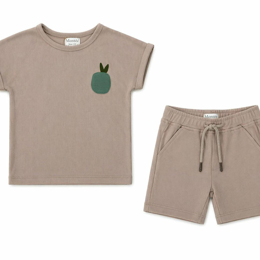 Boys Ribbed Berry Applique Tee & Short Set