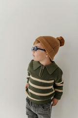 Knit Pom Hat in Camel