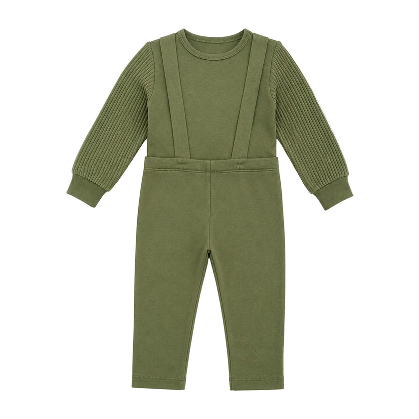 French Fleece Spandex And Corduroy Overall Set