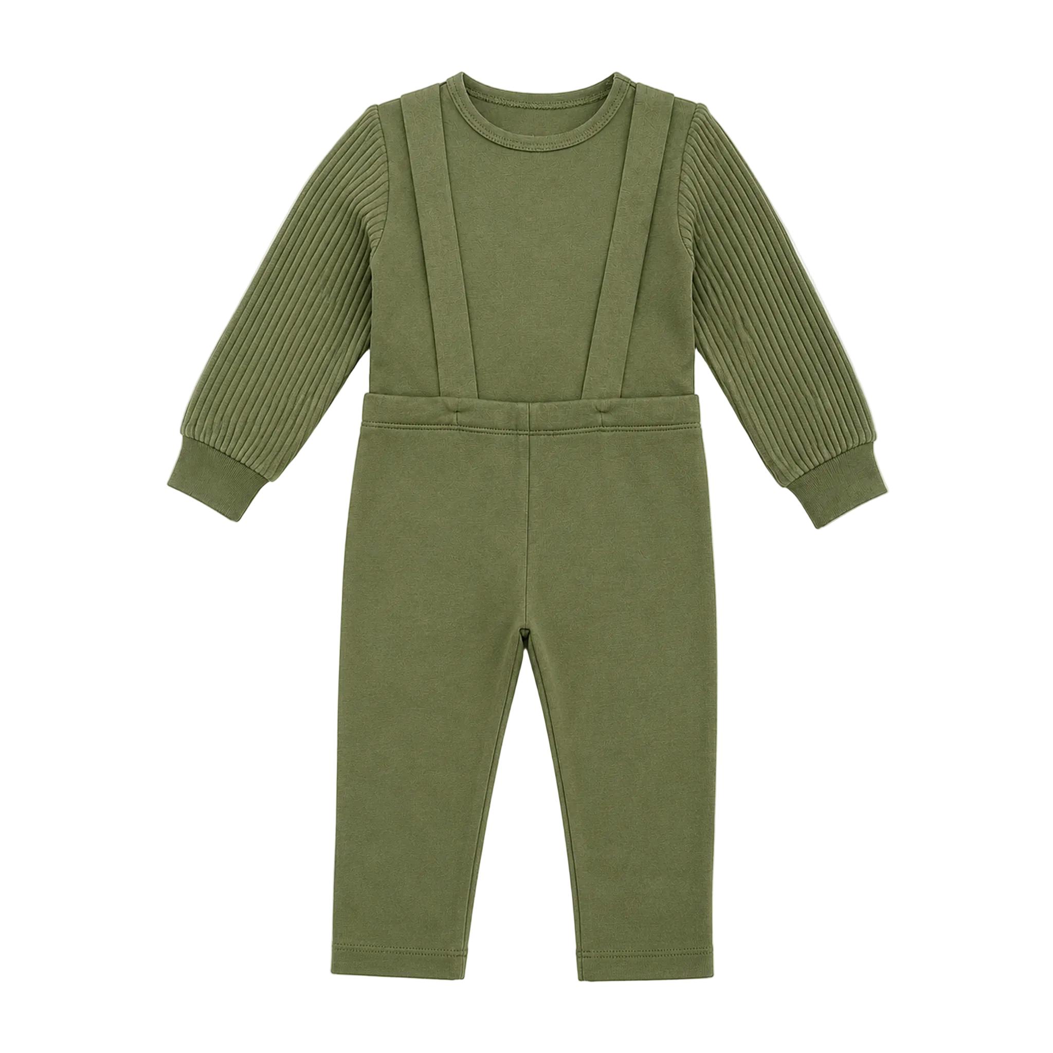 French Fleece Spandex And Corduroy Overall Set