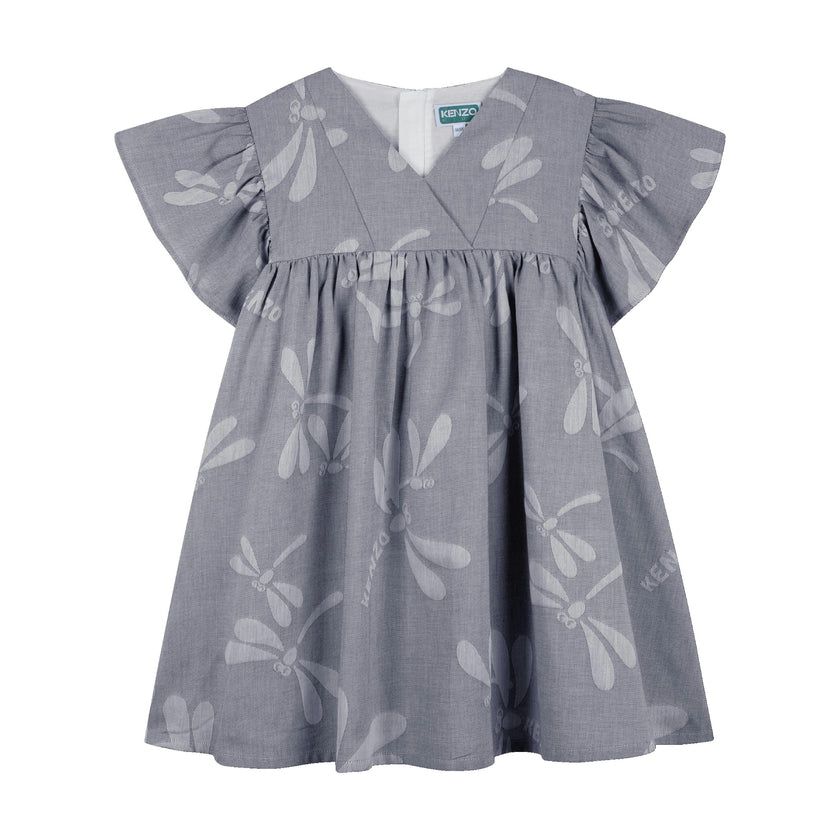 Pale Blue Kenzo Kids Flutter Dress