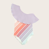 Coral Sea Rainbow One Shoulder Ruffle