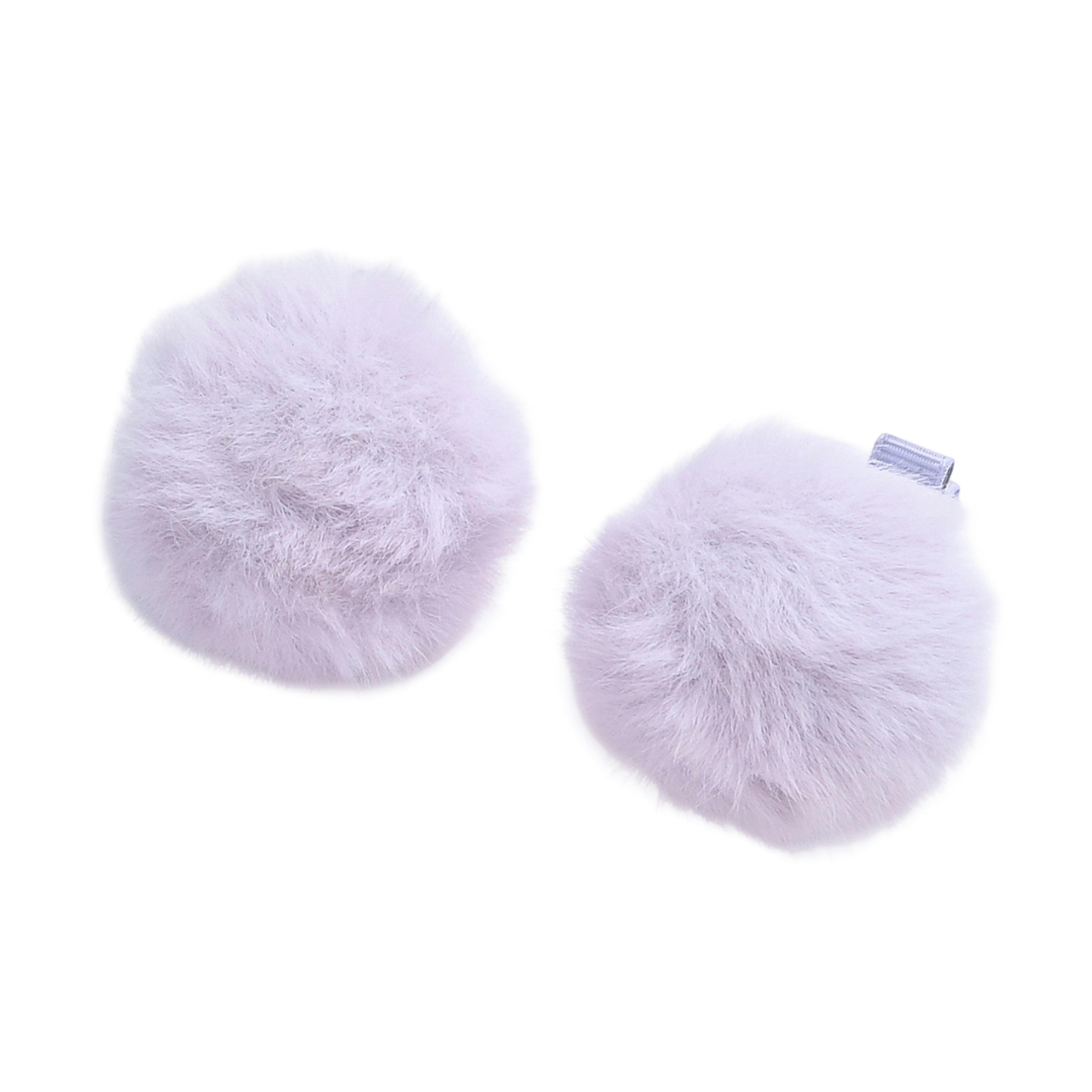 Fluffy Pom-Pom Hair Clip Set