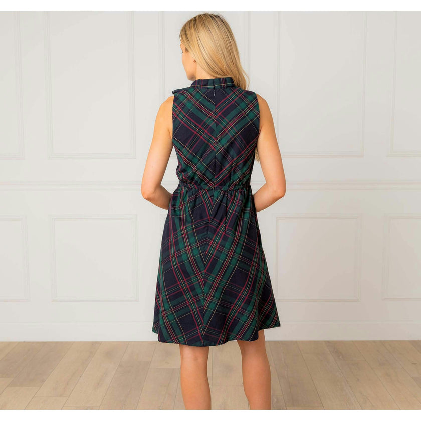 Organic Sleeveless Bow Neck Dress, Blue