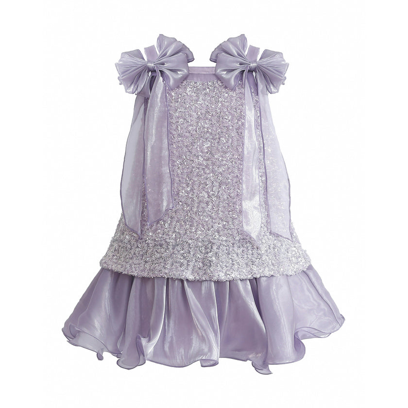 Purple Aurielle Beaded Bow Dress