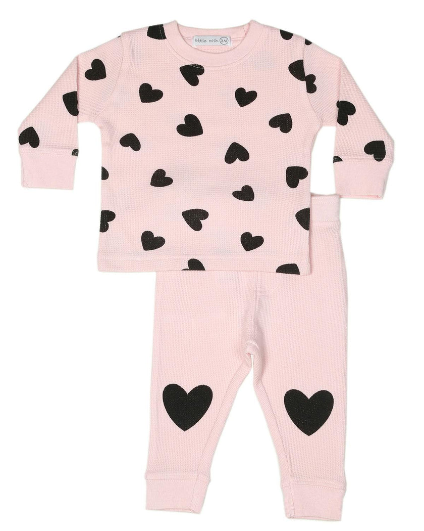 Baby Chenille Hearts Thermal Set - Pink
