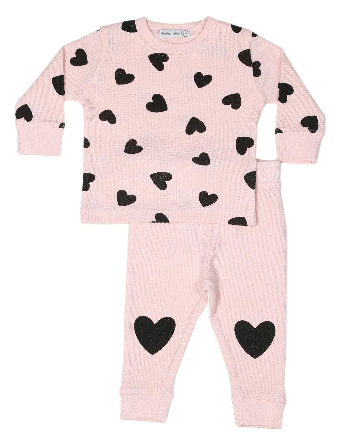 Baby Chenille Hearts Thermal Set - Pink