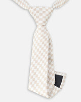 Neck Tie White And Sand Check