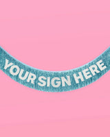 Aquamarine Fringe - blue foil banner