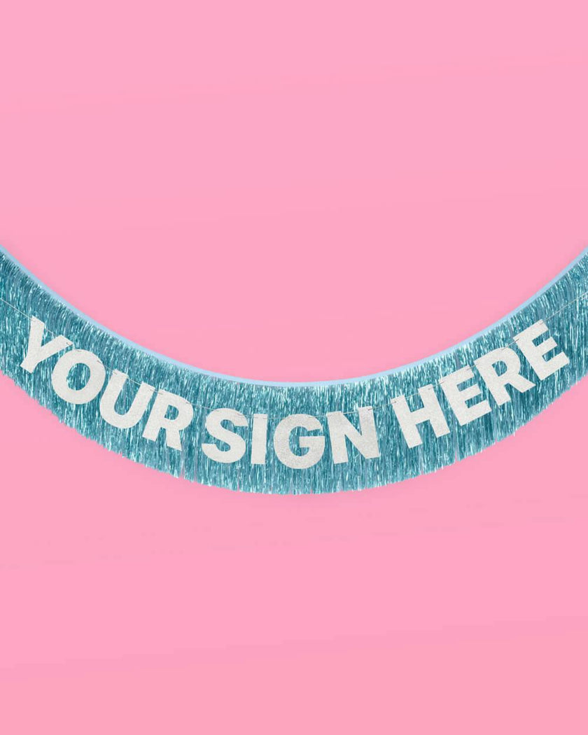 Aquamarine Fringe - blue foil banner