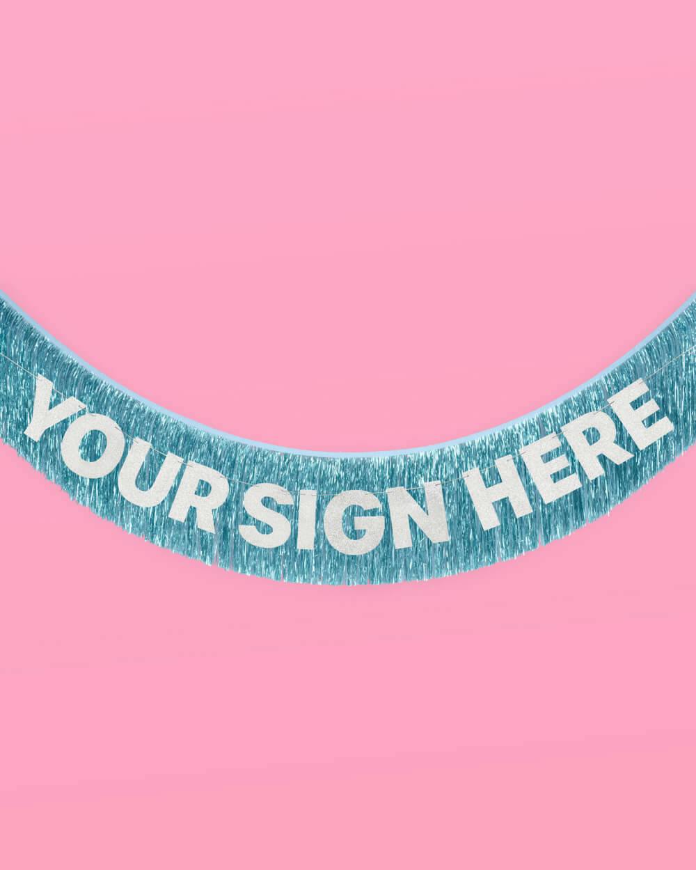 Aquamarine Fringe - blue foil banner
