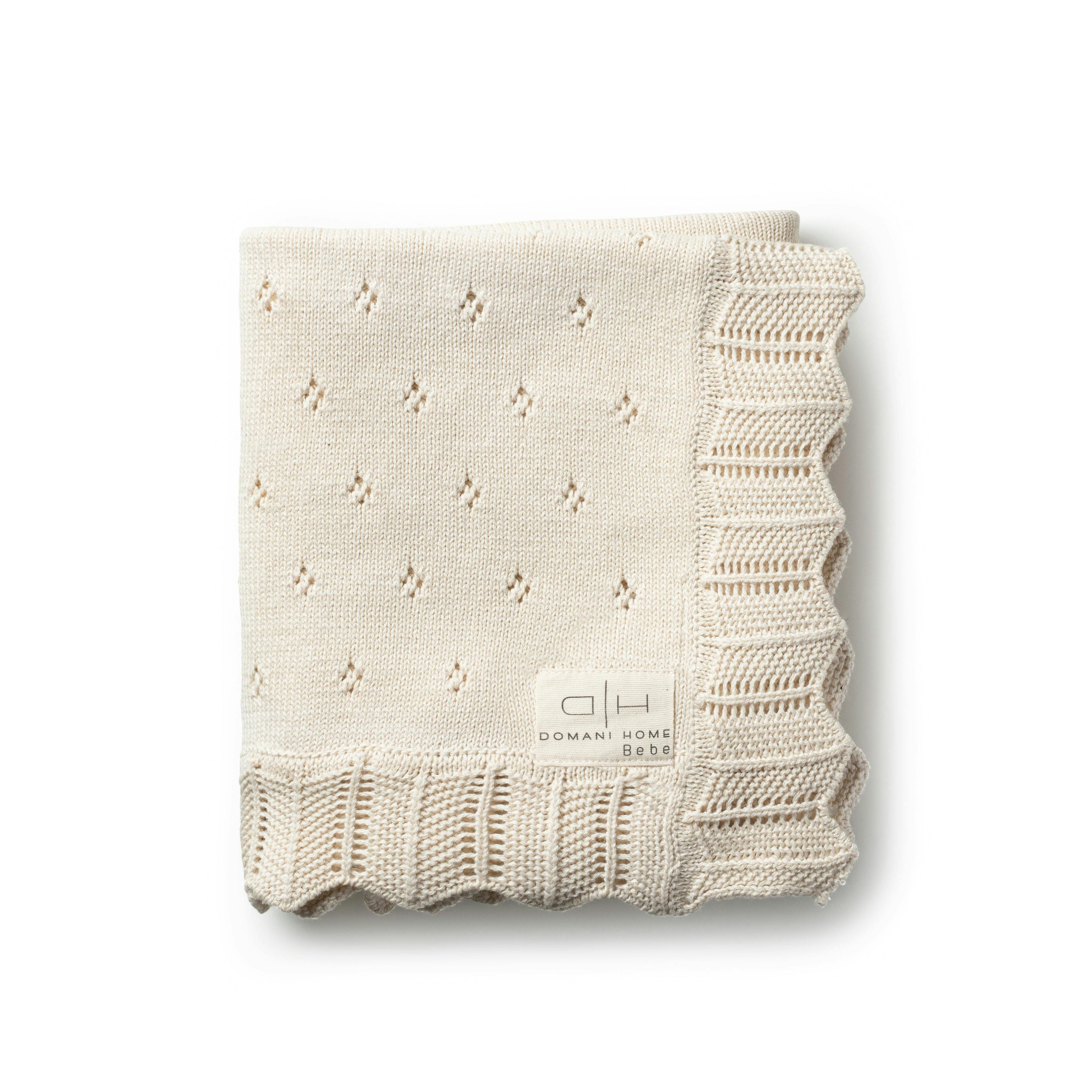 Scalloped Pointelle Blanket - Natural