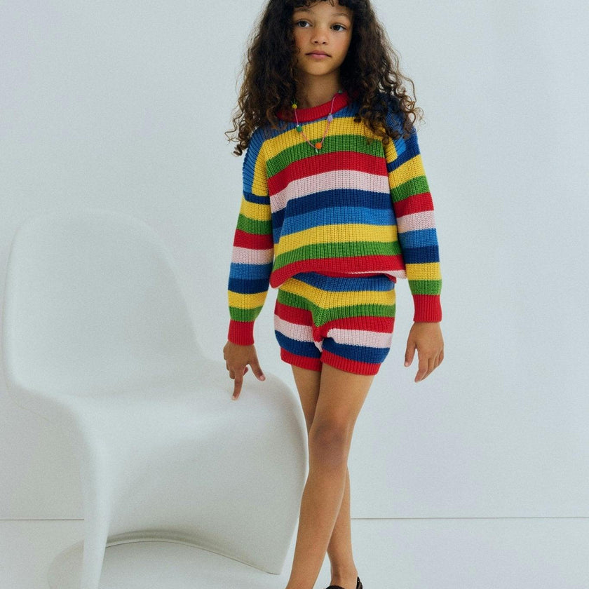 Canela Short Tulip Red Multicolor Stripes