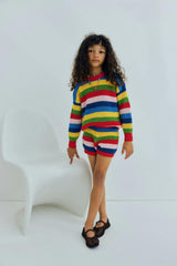 Canela Short Tulip Red Multicolor Stripes