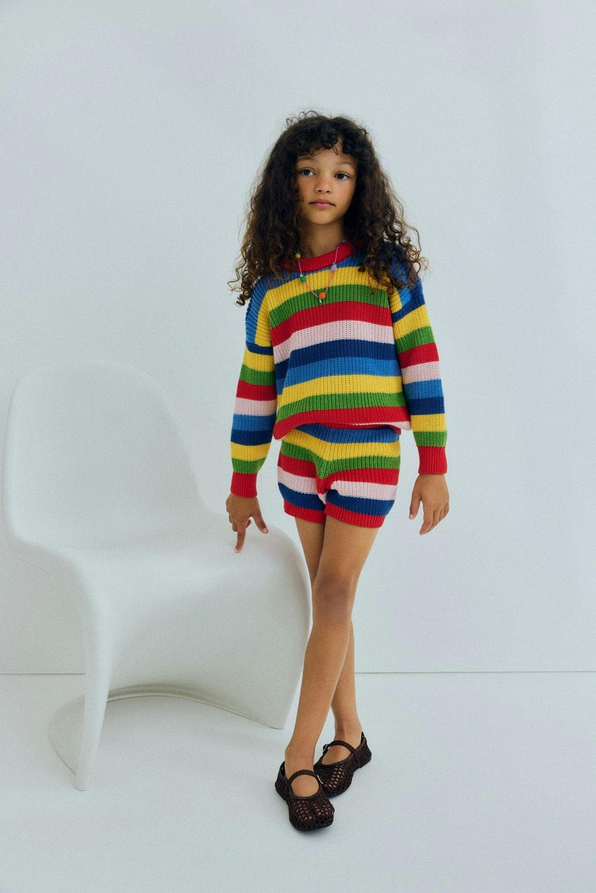 Canela Short Tulip Red Multicolor Stripes