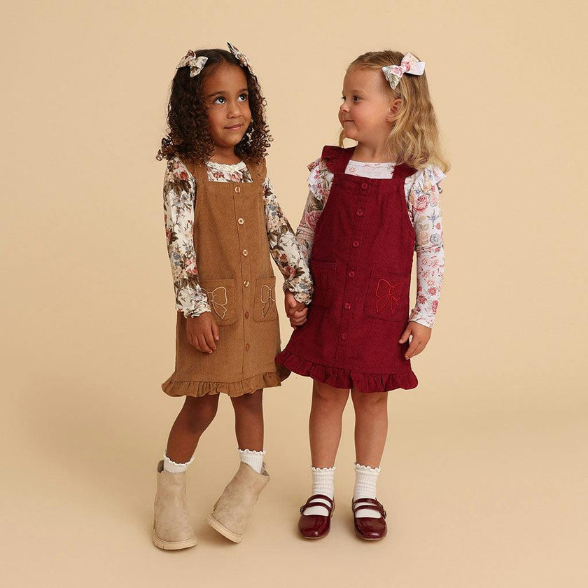 Camel Cotton Corduroy Overall Dress