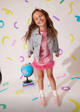 Shimmering Metallic Feather Dress Hot Pink