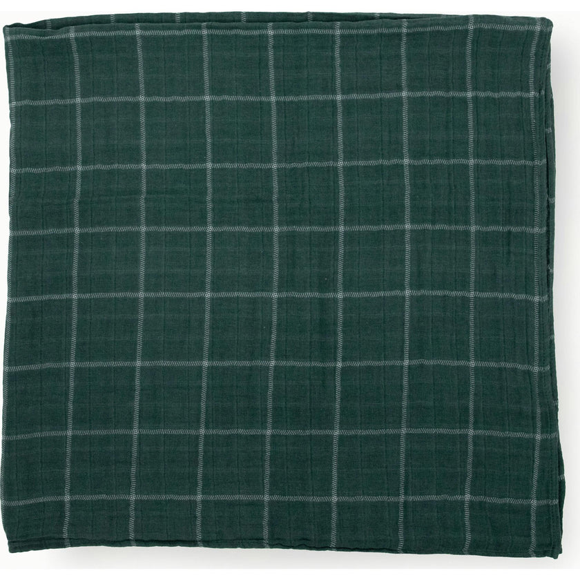 Cotton Muslin Swaddle Blanket - Evergreen Plaid